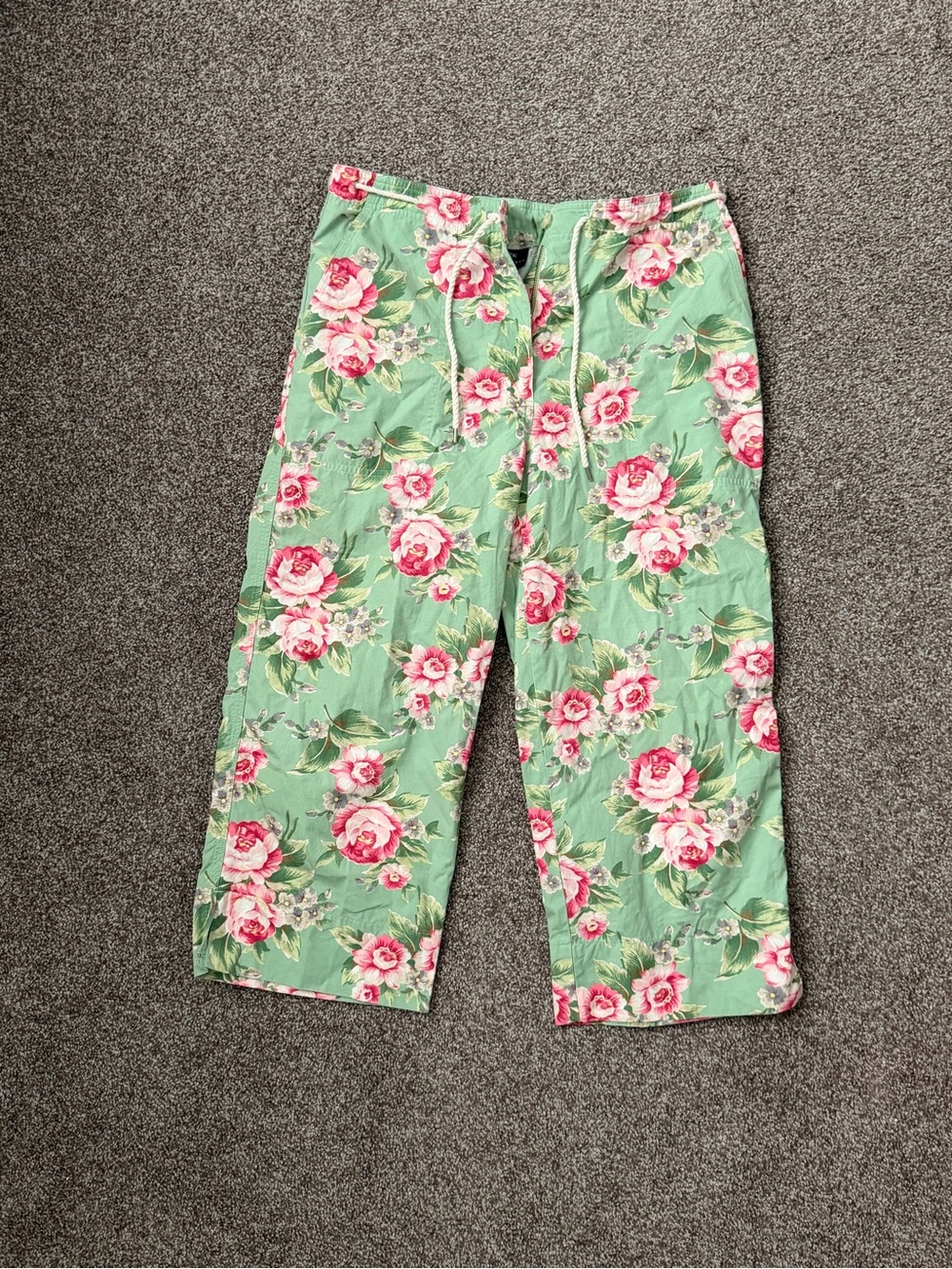 Ralph Lauren Green Capris with Pink Floral Print